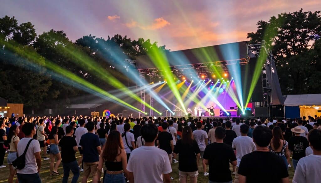 beam lights at outdoor concert